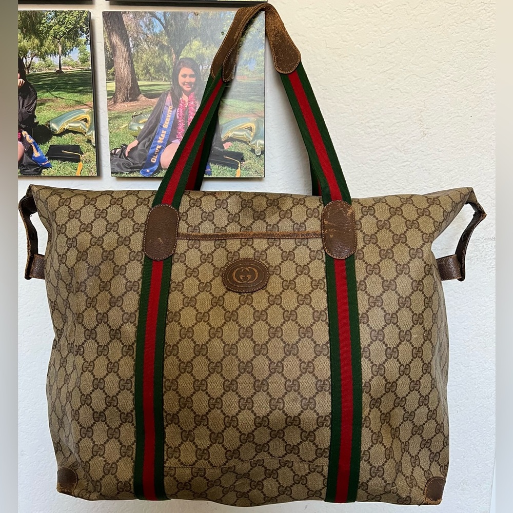 Gucci GG Supreme Web-Trimmed Travel Bag